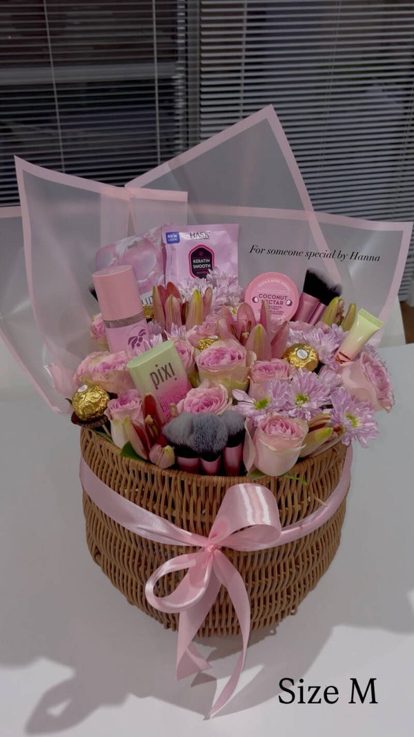 Pink flower basket