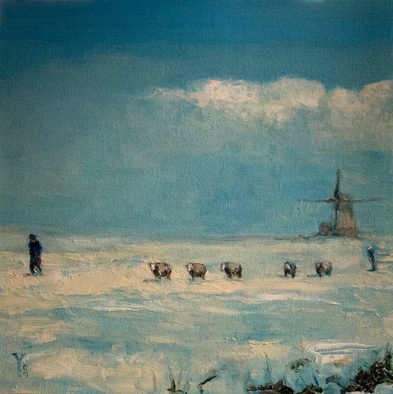 # Nederland #molen #schapen #boer #sneeulandschap