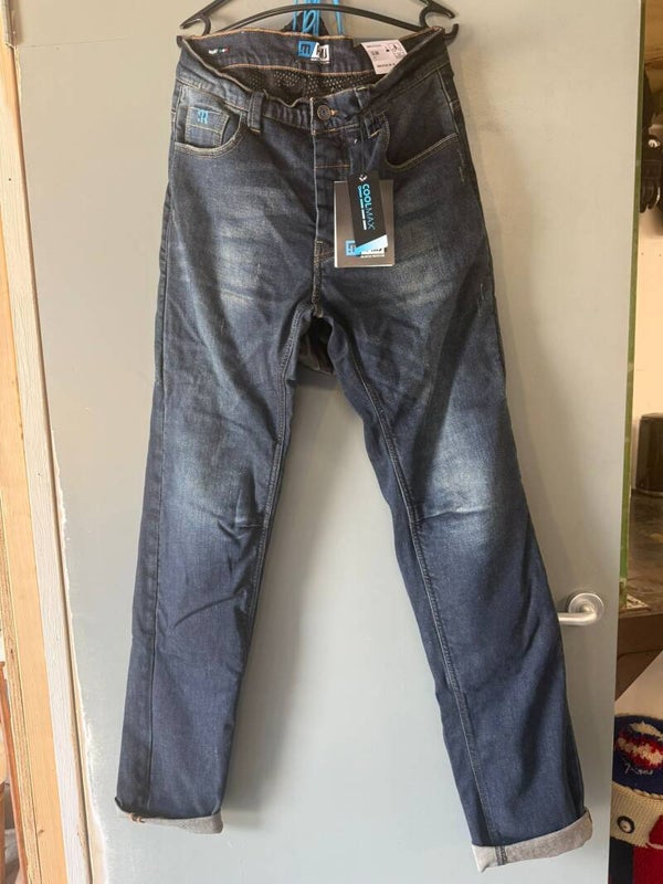 Nieuwe PMJ motorjeans cafe racer kleur blauw