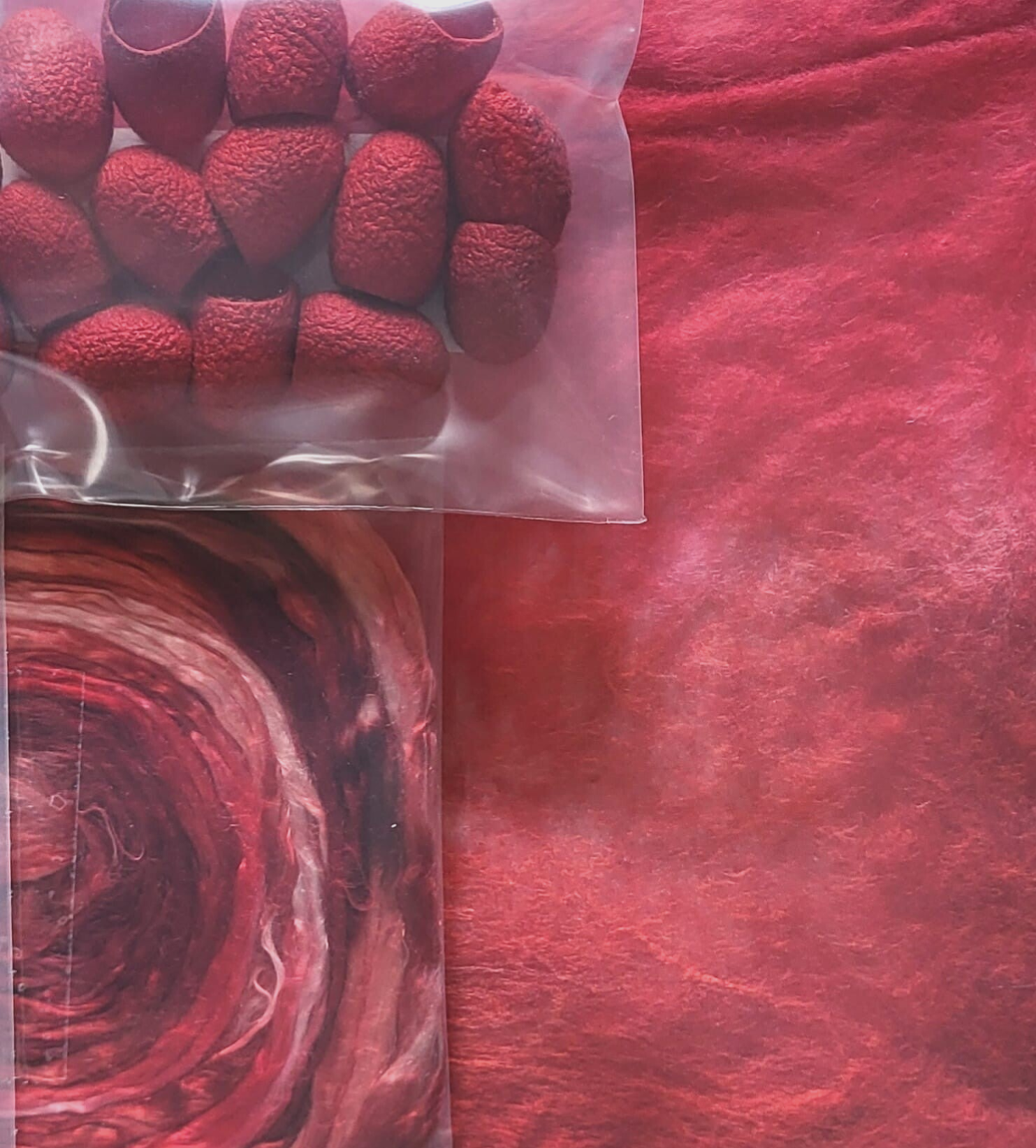 Stof om op te vilten, viscose, hennep, zijde cocons