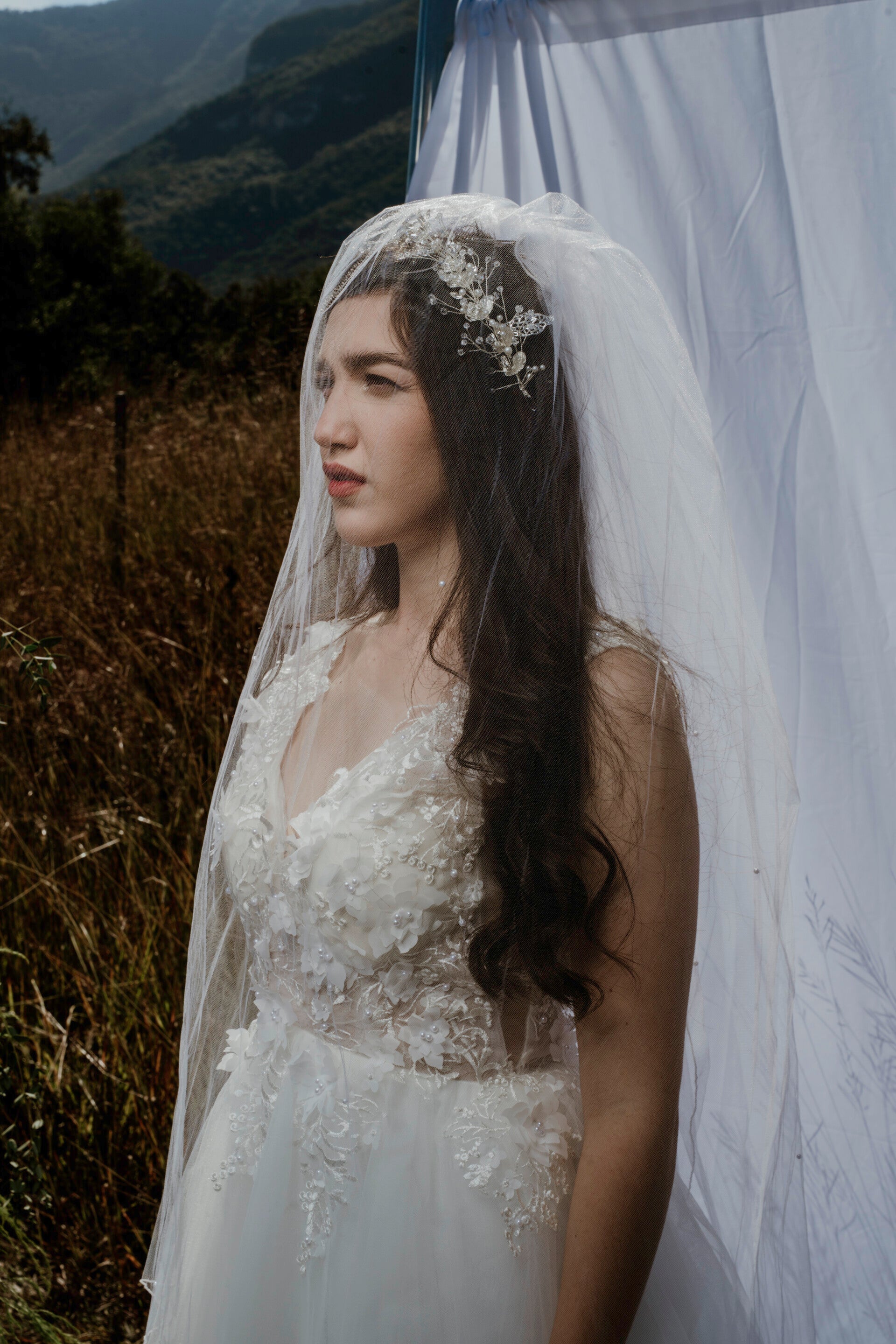 Aimée Velo de tul con perlas