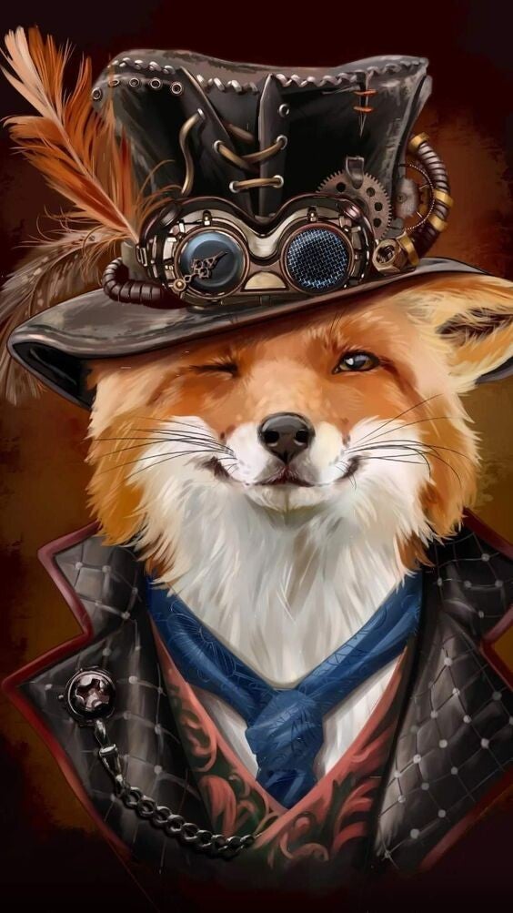 Steampunk Fuchs 60x80cm