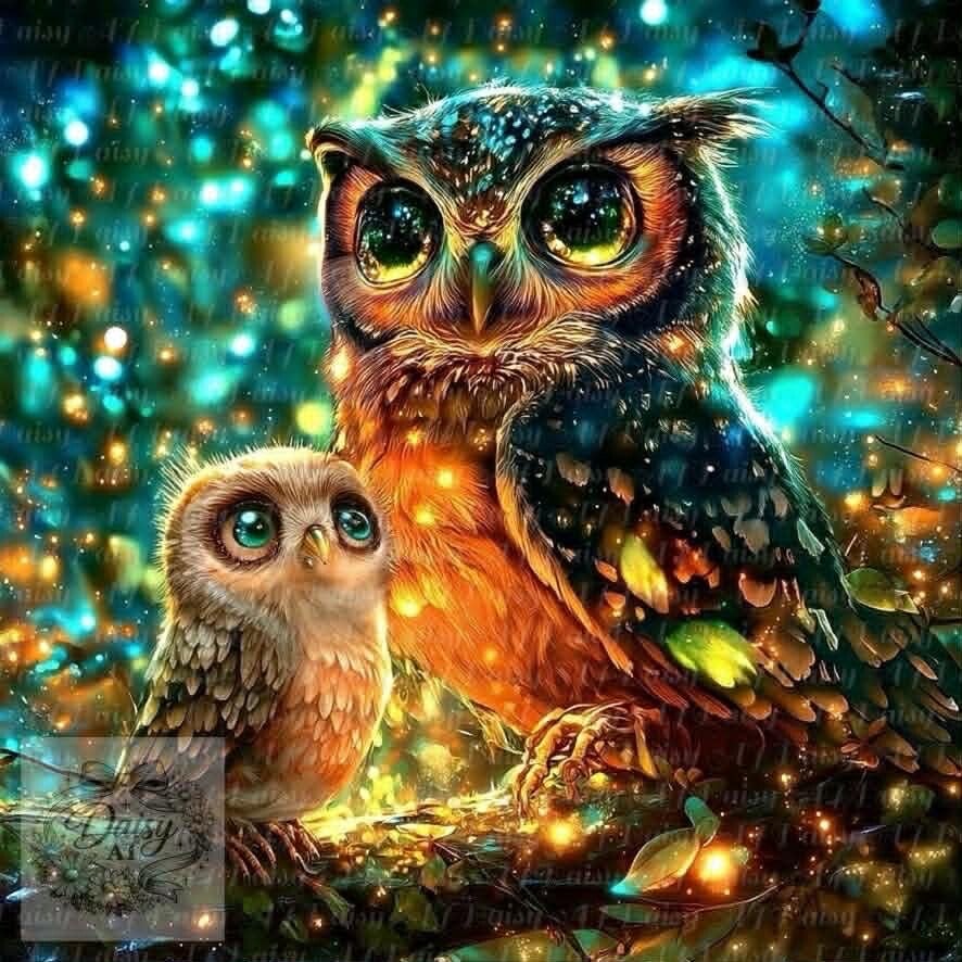 Lotte und Lilo Eule 80x80cm