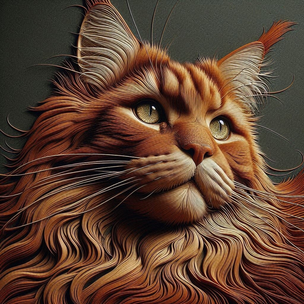 Maine Coon Katze Relief 50x50cm