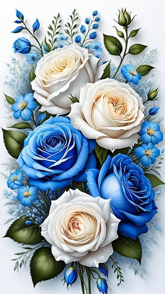 blaue Blumen 50x70xm