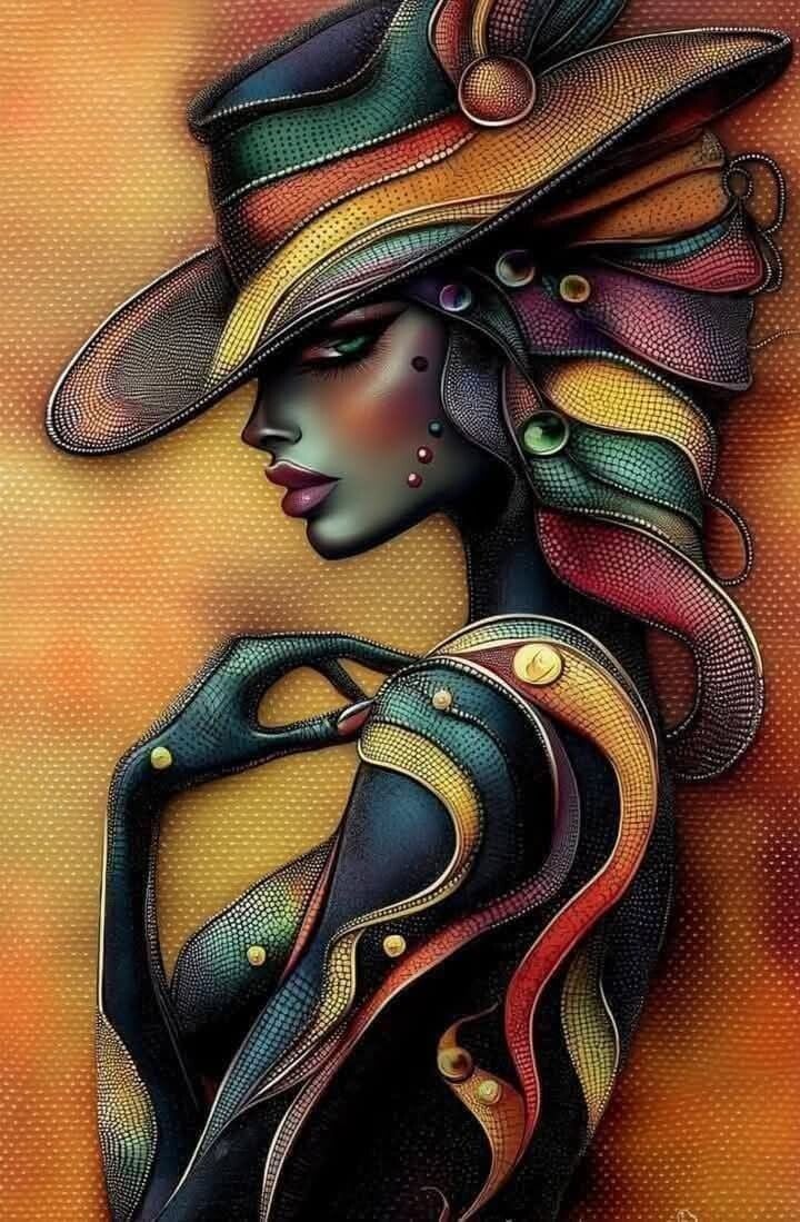 Frau mit Hut 50x70cm