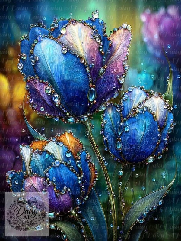 Blume blau 60x80cm