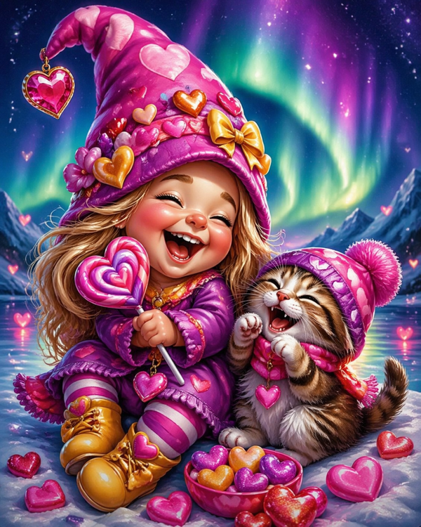 Funny Pink Friends 60x80cm
