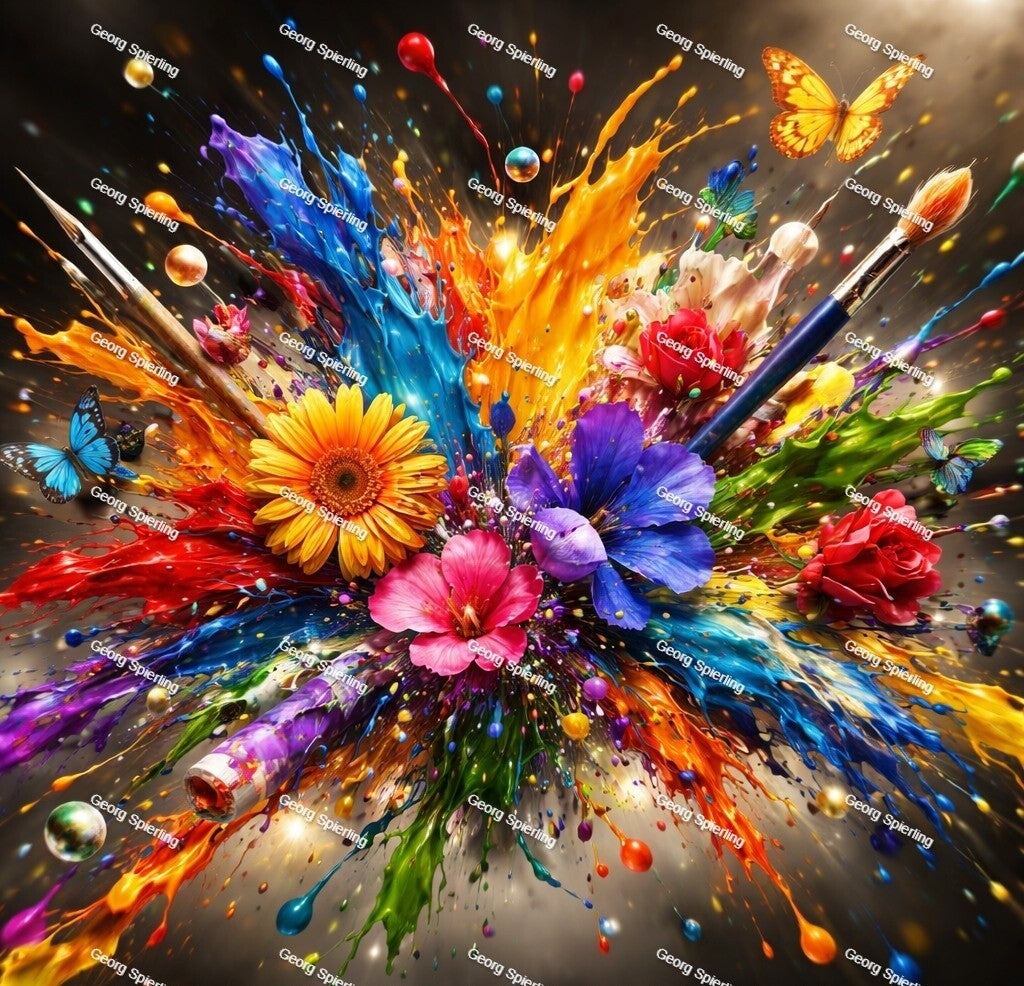 Farben Blumen 80x80cm