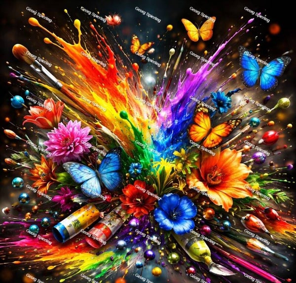Farben Blumen 1   80x80cm