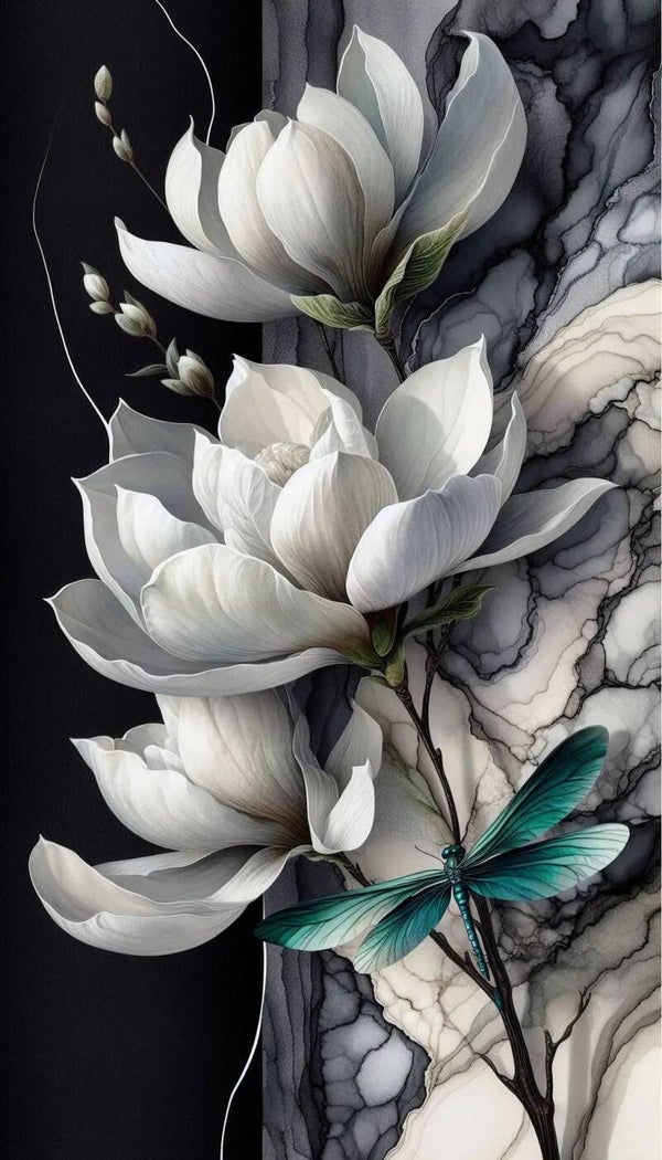 Libelle trifft Blume 60x100cm