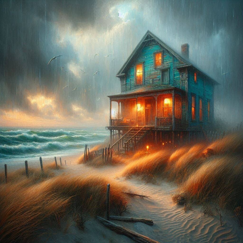 Das Haus am Meer 80x80cm