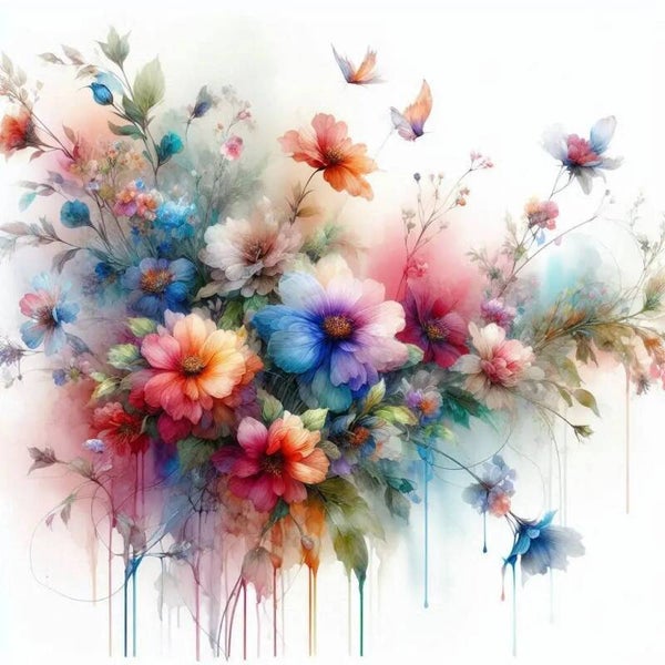Bunte Blumen 60x60cm