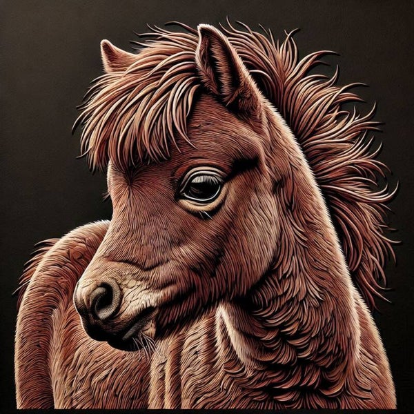 Pony Fohlen 50x50cm