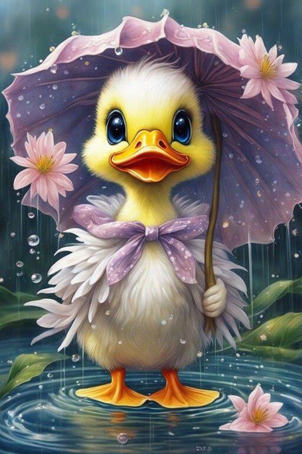 Die Ente im Regen 40x60cm