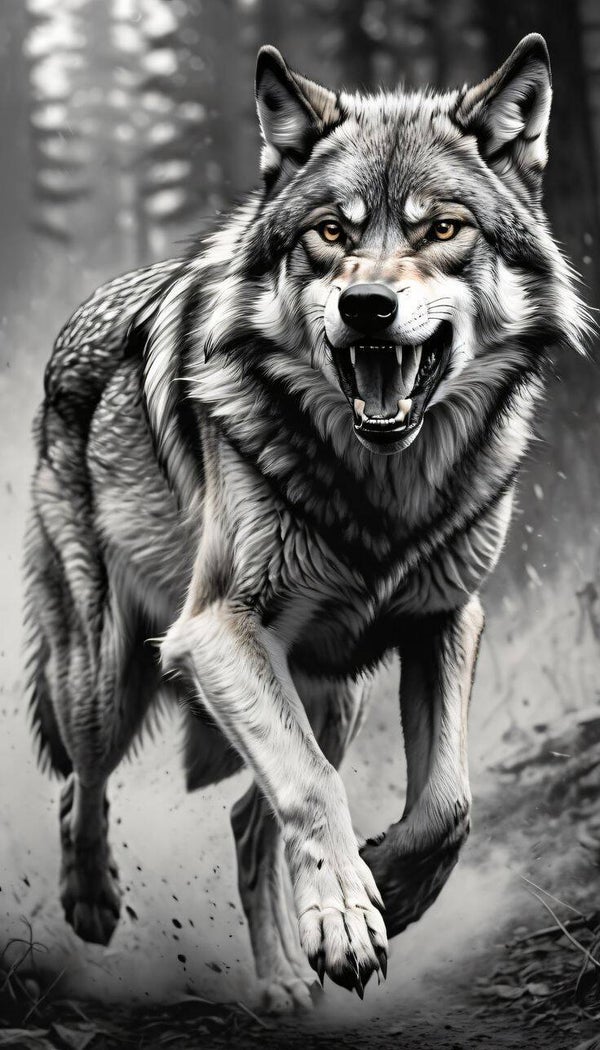 Laufender Wolf 60x100cm