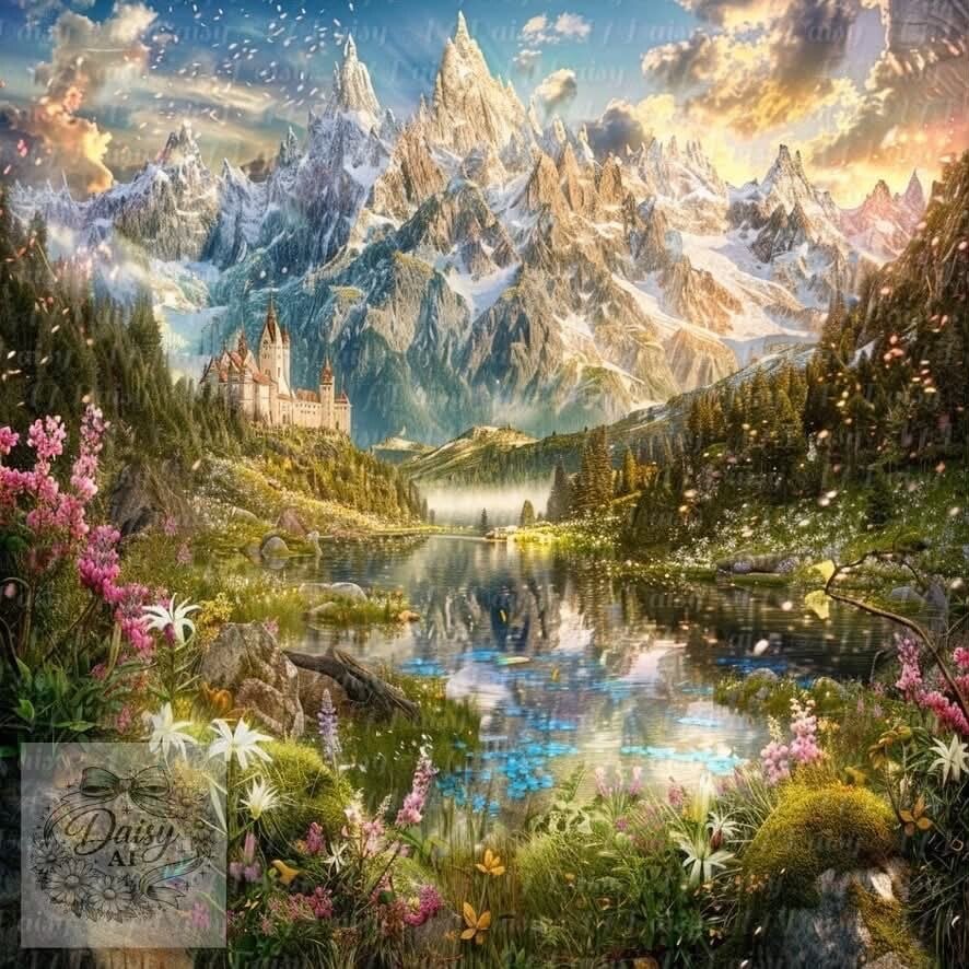 Das Schloss am Berg 90x90cm