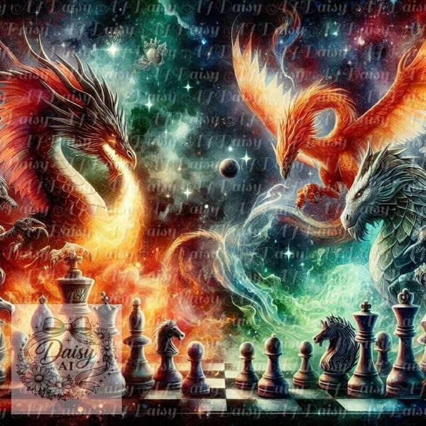 Drachen Schach 80x80cm