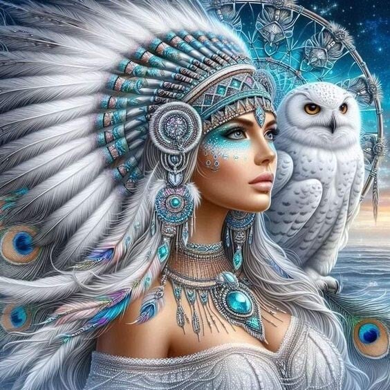 Die Indianer Frau 80x80cm