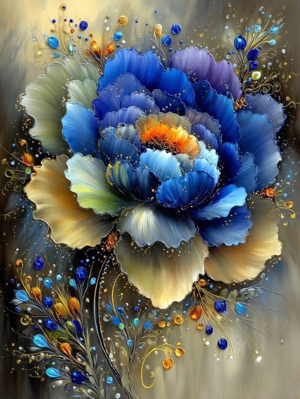 blaue Blumenkunst 60x100cm