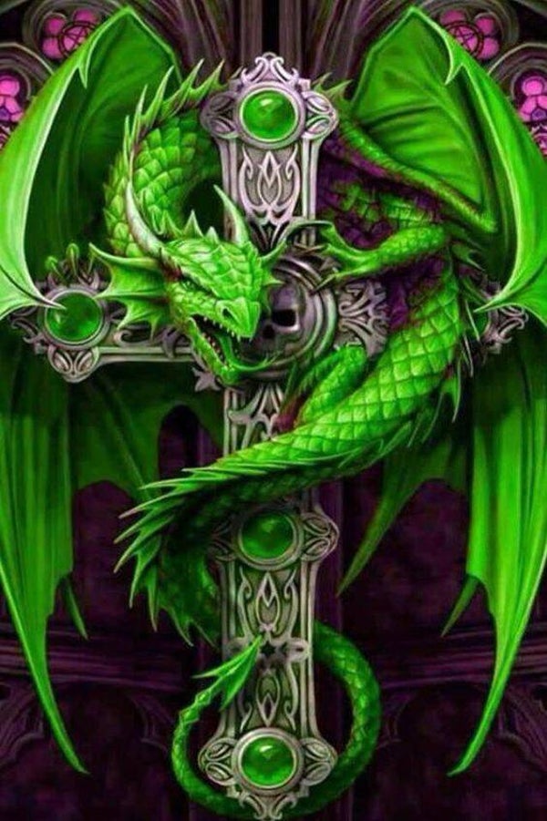 Grüner Drache 60x100cm