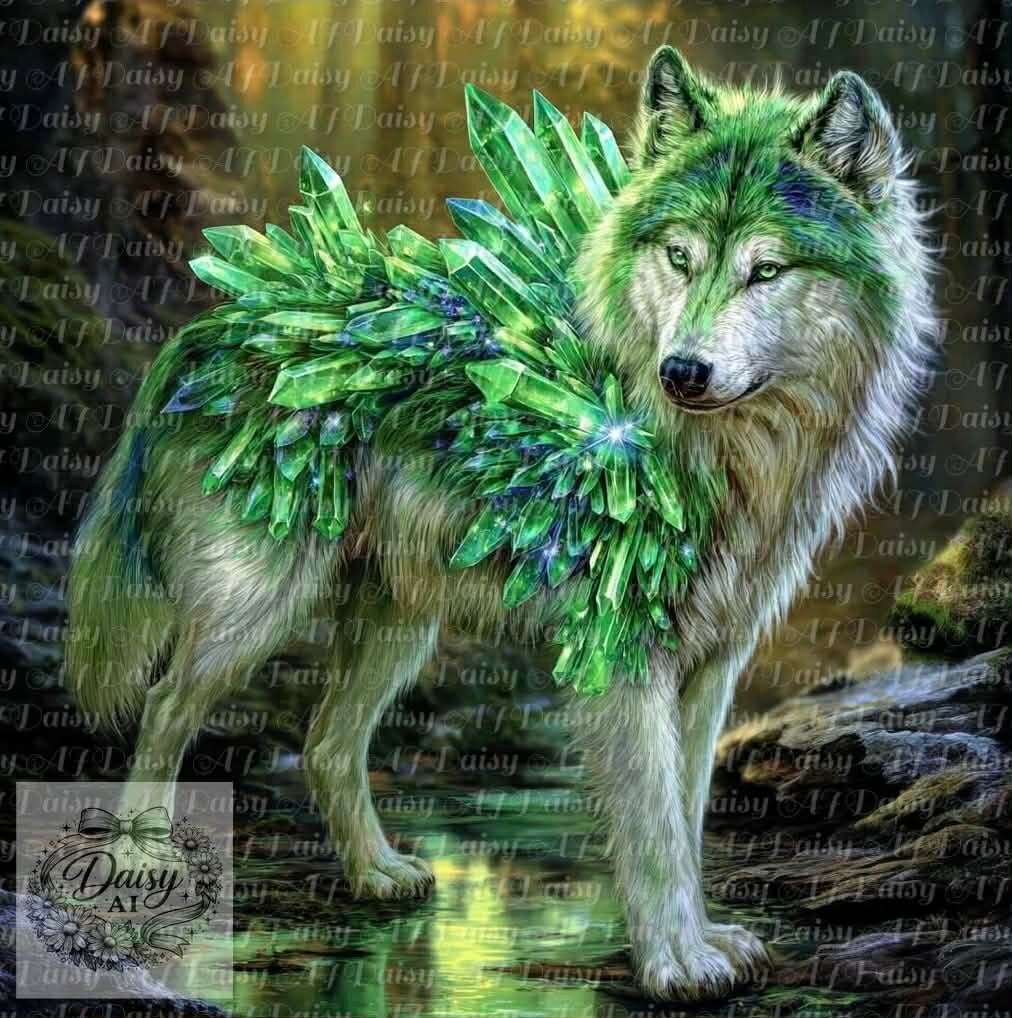 Kristall Wolf 60x60cm