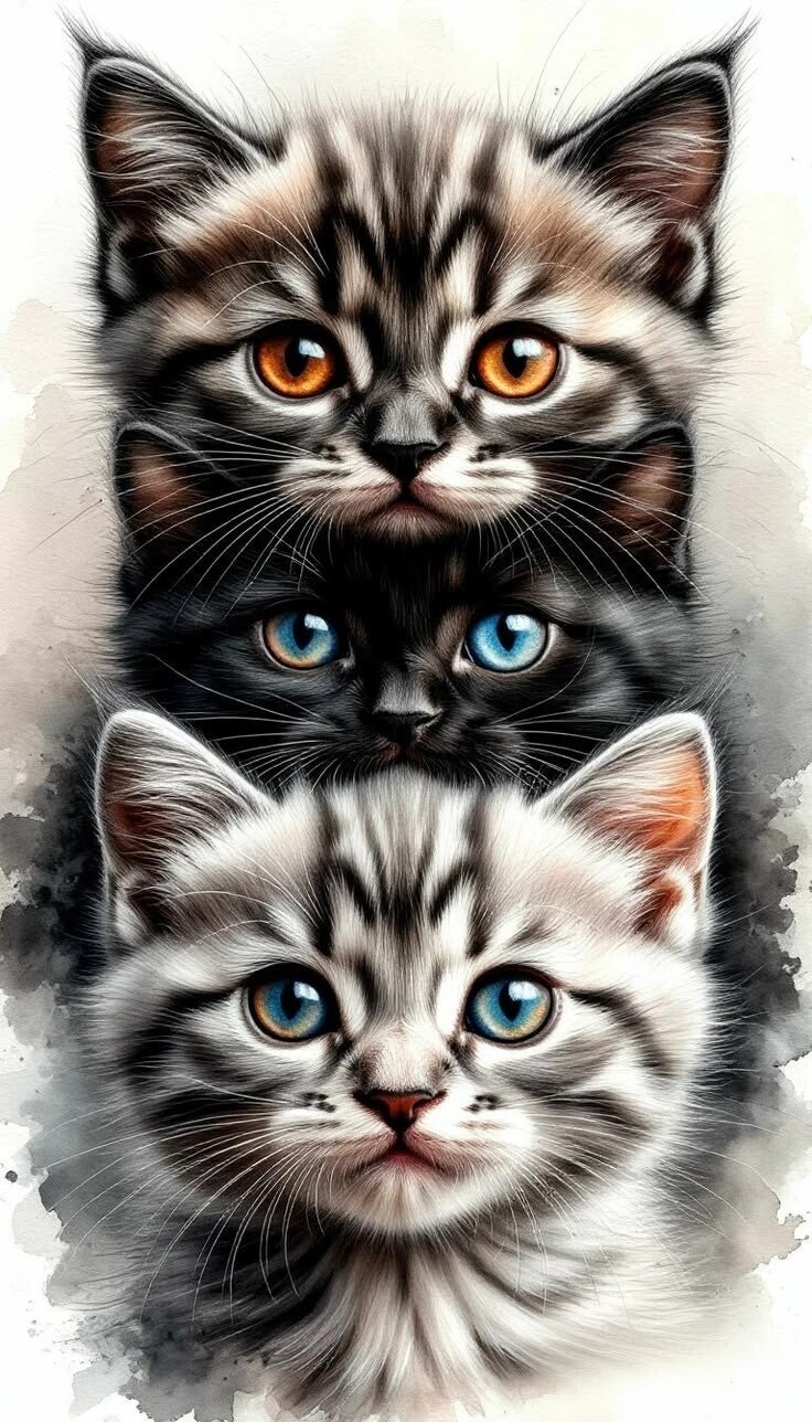 3 Katzen 60x100cm