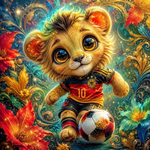 Der Fußball Löwe 60x60cm