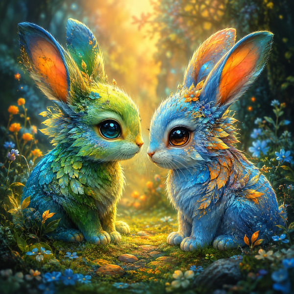 Die zwei Häschen 60x60cm