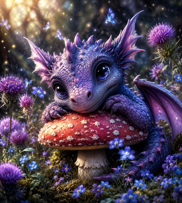 Lila Drache 70x70cm