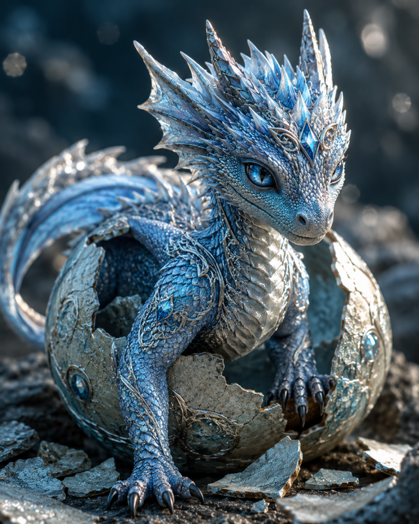 Blauer Drache 60x80cm
