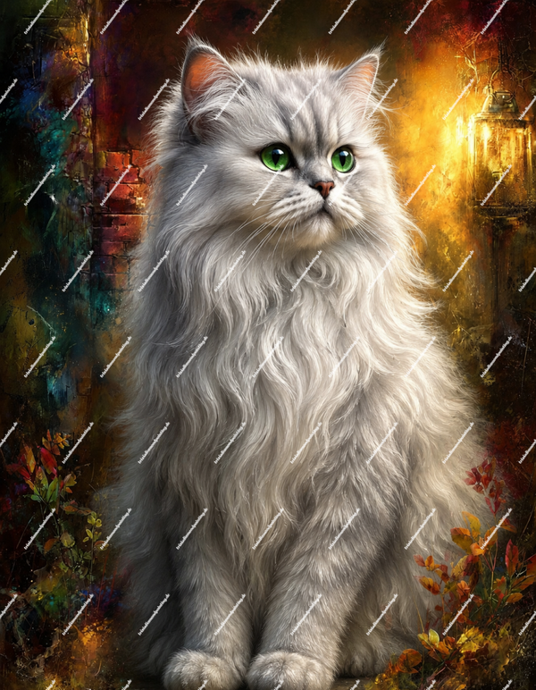 Perserkatze mit grünen Augen 60x80cm