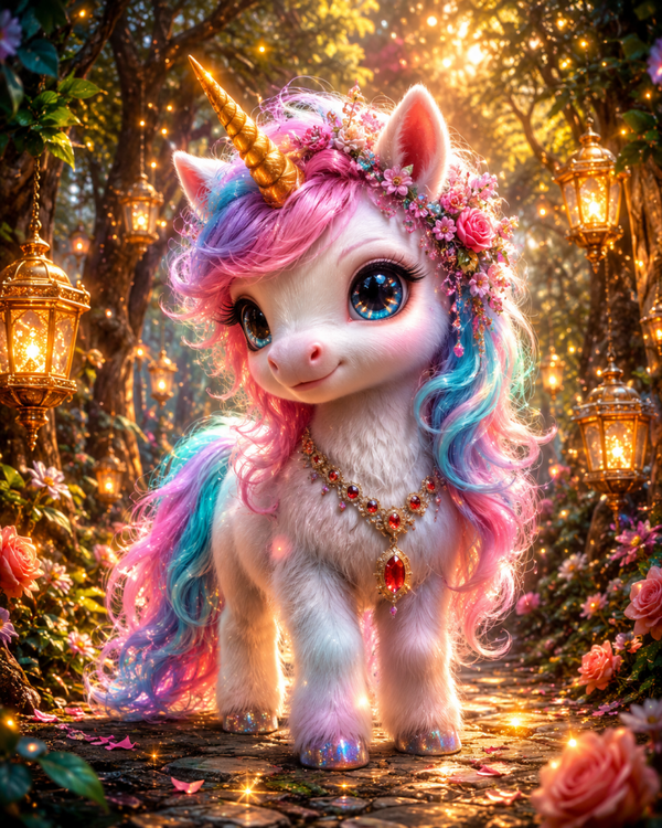 Einhorn im Wald 60x80cm