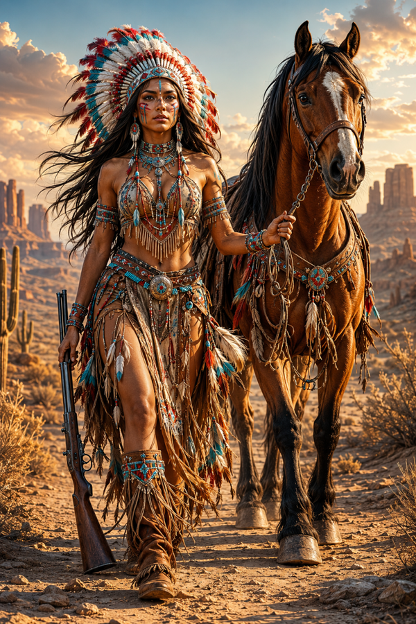 Indianer Mädchen 60x100cm