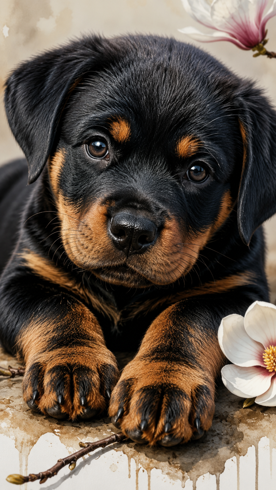 Rottweiler Welpe 50x80cm