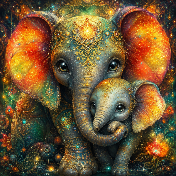 Elefantenliebe 70x70cm