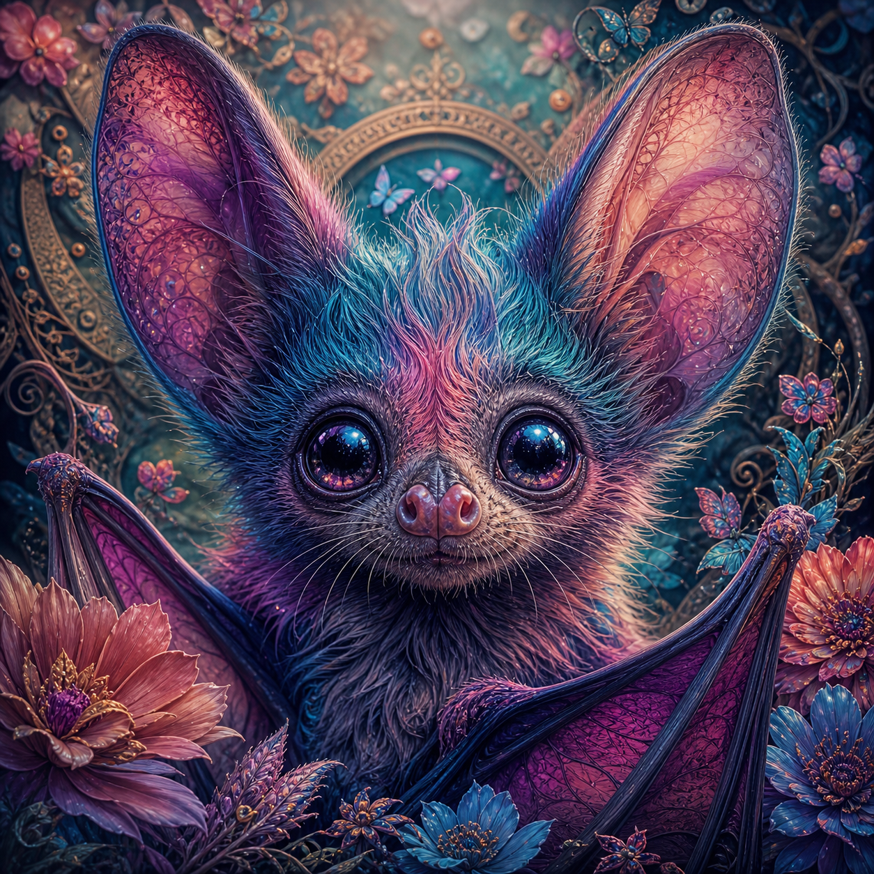 Die lila Fledermaus 80x80cm