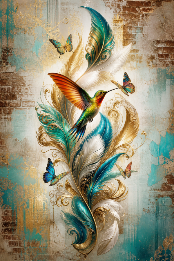Der Feder Kolibri 60x100cm