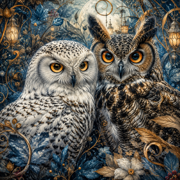 Das Eulen Duo 80x80cm