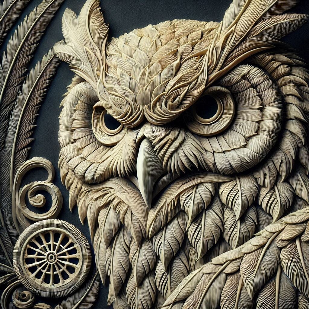 Eule 2  Im Relief Stil