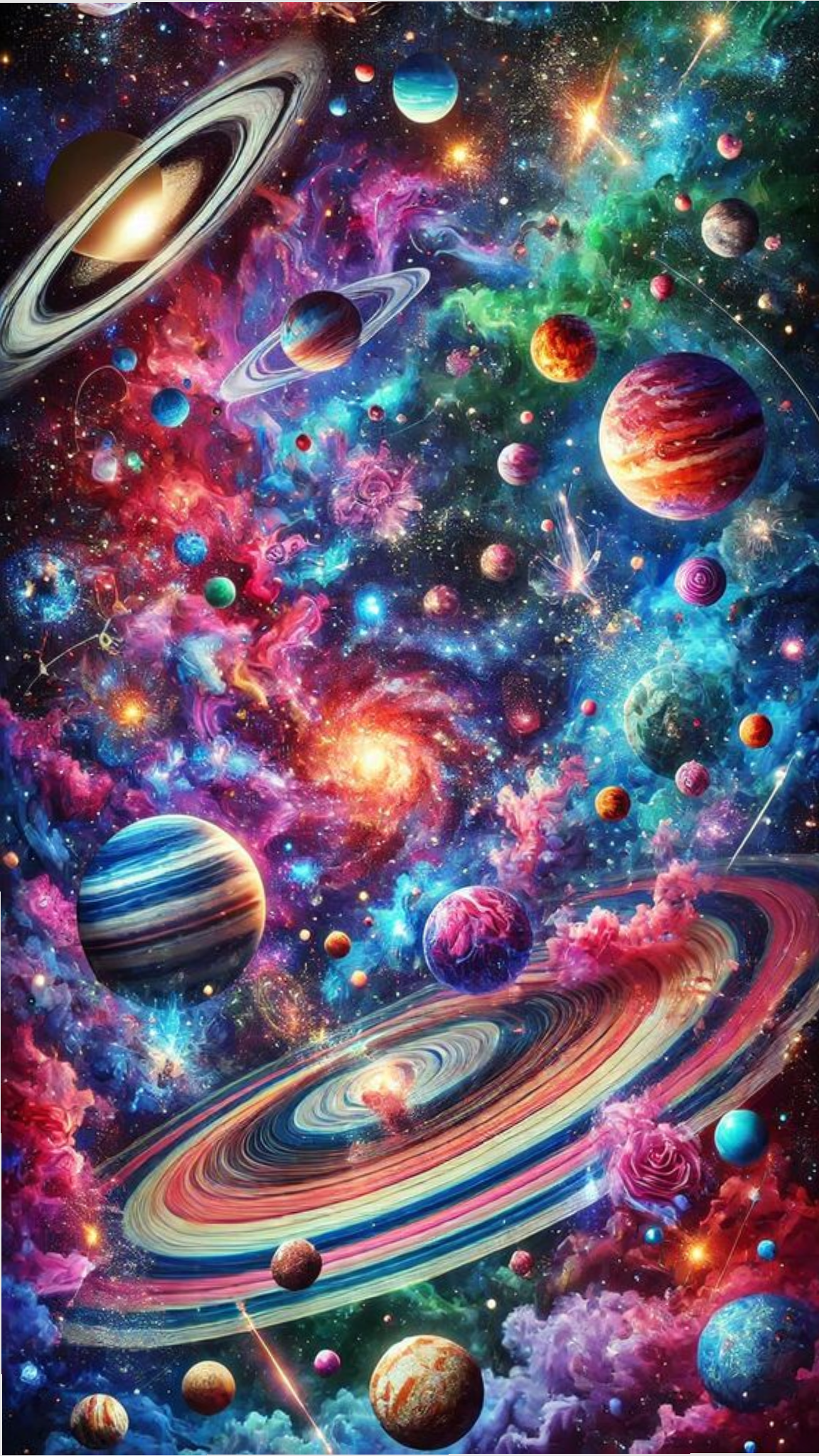 bunter Weltraum 70x120cm