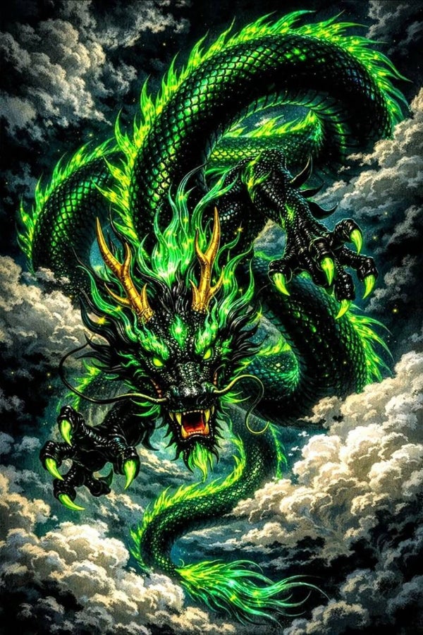 grüner Drache 60x100cm