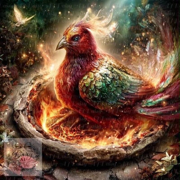 Feuervogel Phönix 80x80cm
