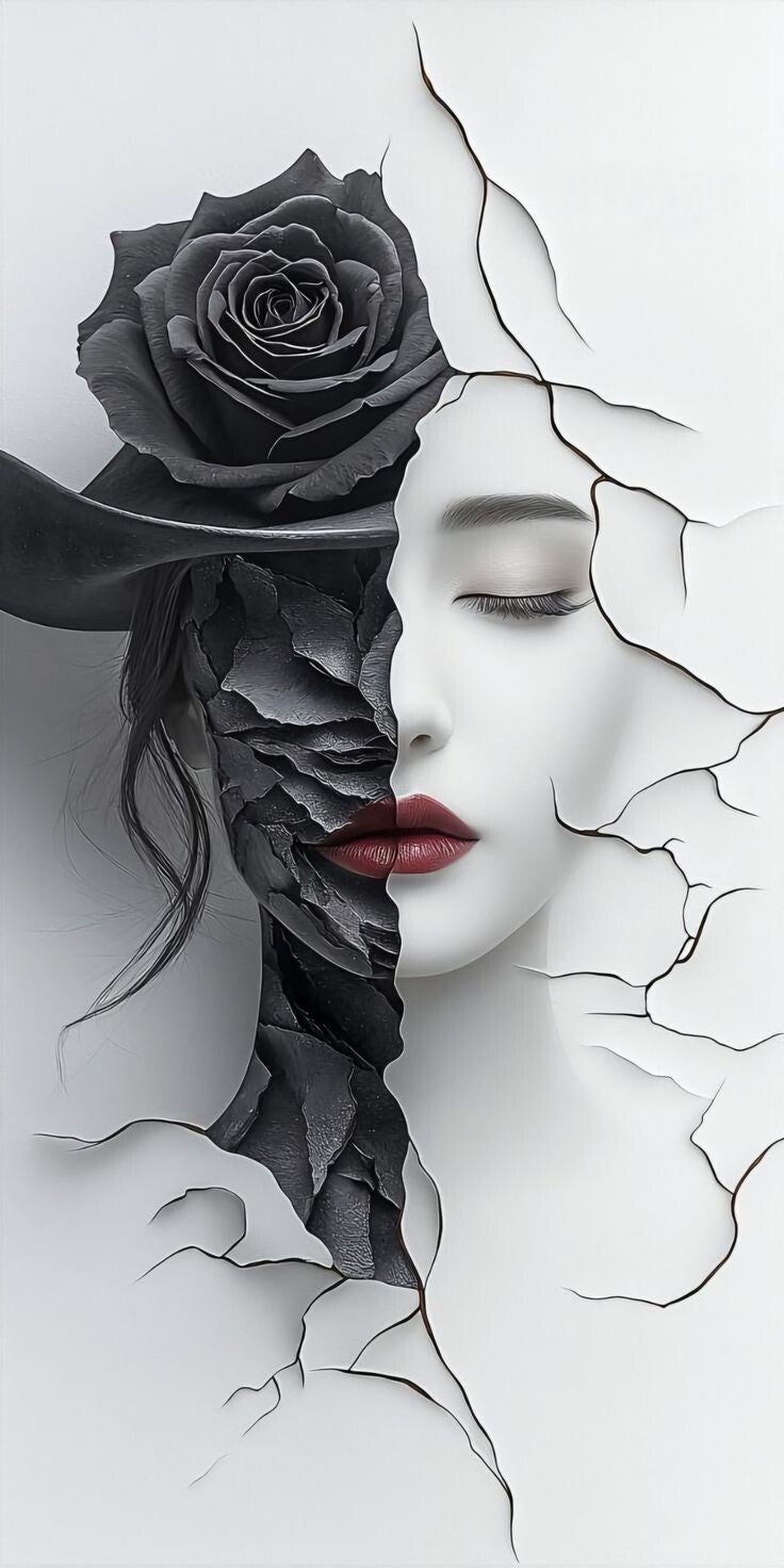 Schwarz Weiß 50x100cm