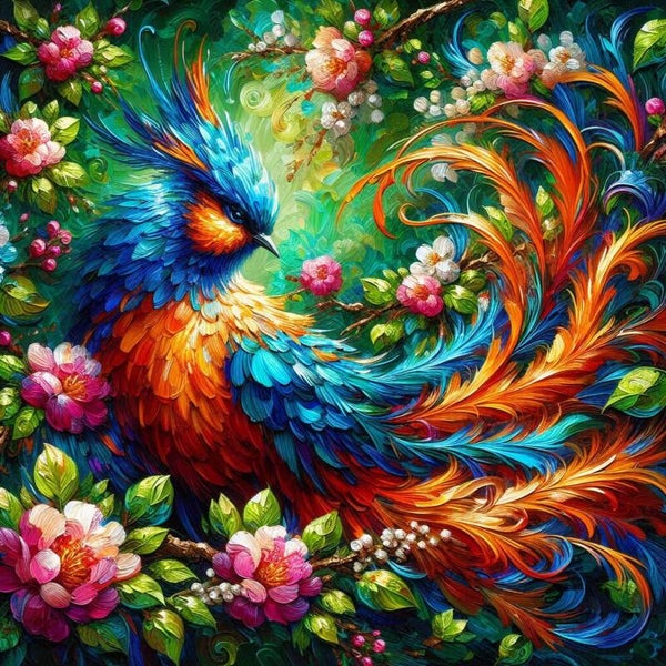 Der bunte Vogel 80x80cm  250 Farben