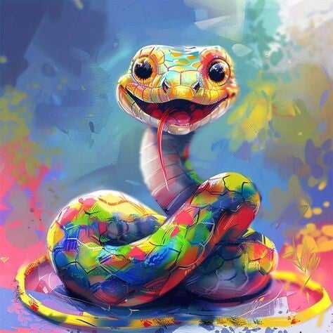 bunte Schlange 60x60cm