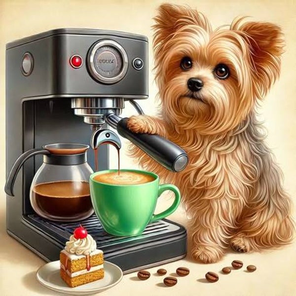 Guten morgen... der Kaffee Hund 50x50cm