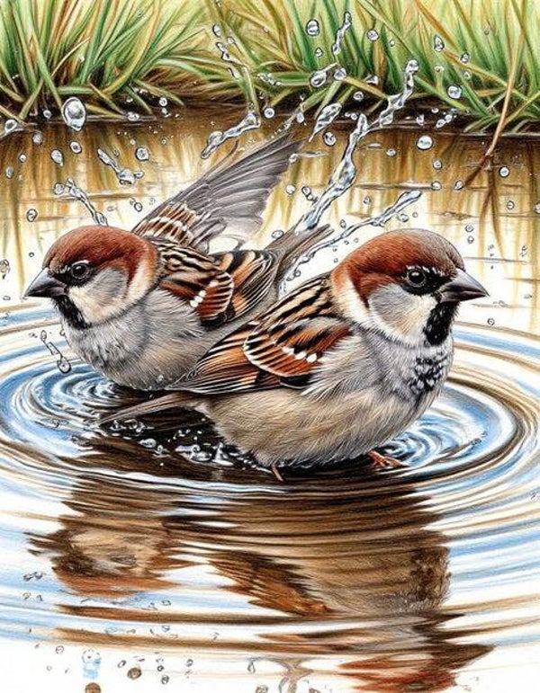 Die Spatzen  50x70cm