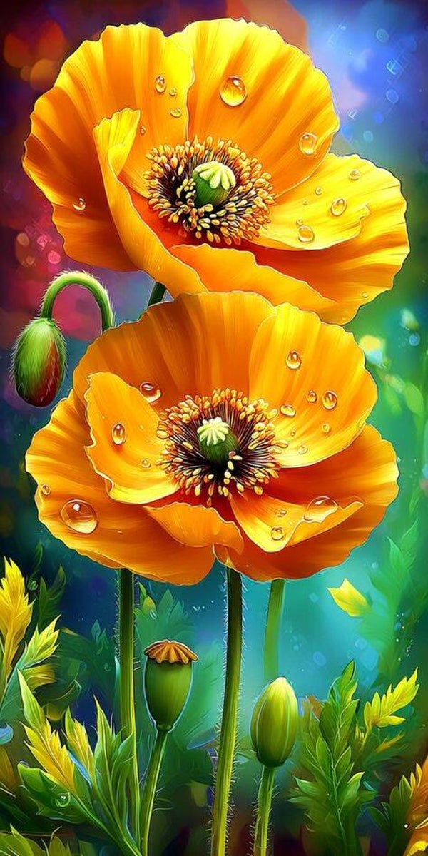 Gelber Mohn 50x100cm