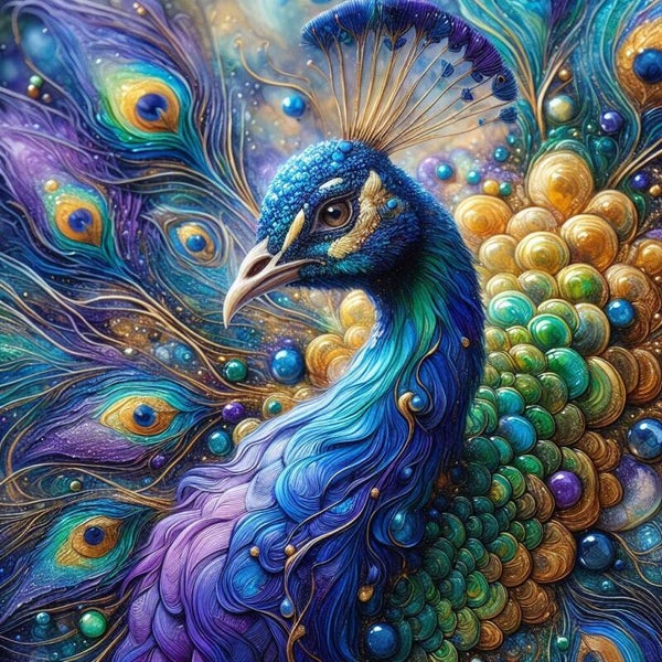 Pfau (Kopf) 80x80cm